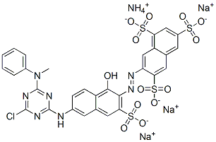 ammonium trisodium 7-[[6-[[4-chloro-6-(methylphenylamino)-1,3,5-triazin-2-yl]amino]-1-hydroxy-3-sulphonato-2-naphthyl]azo]naphthalene-1,3,6-trisulphonate Struktur