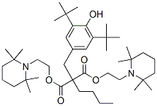 bis[2-(2,2,6,6-tetramethylpiperidyl)ethyl] [[3,5-bis(1,1-dimethylethyl)-4-hydroxyphenyl]methyl]butylmalonate Struktur