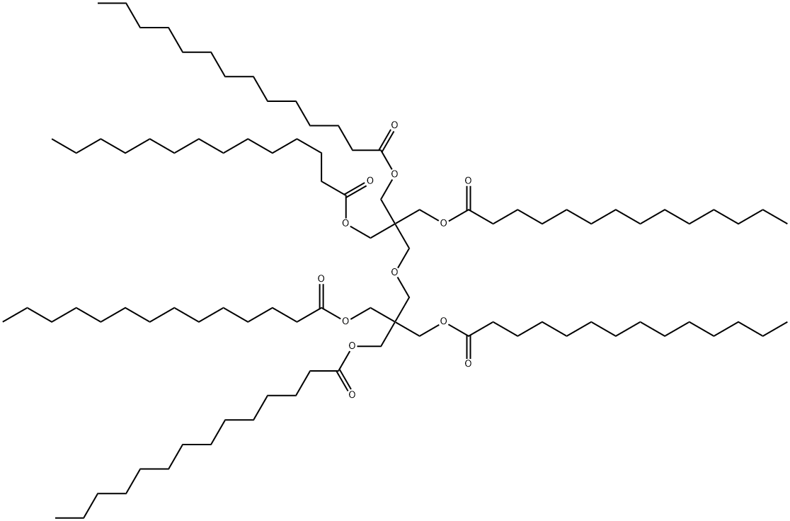 2-[[3-[(1-Oxotetradecyl)oxyl]-2,2-bis[[(1-oxotetradecyl)oxy]methyl]propoxy]methyl]-2-[[(1-oxotetradecyl)oxy]methyl]-1,3-propanediyl tetradecanoate Struktur