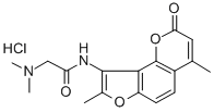 Acetamide, 2-dimethylamino-N-(4,8-dimethyl-2-oxo-2H-furo(2,3-h)-1-benz opyran-9-yl)-, hydrochloride Struktur