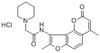 1-Piperidineacetamide, N-(4,8-dimethyl-2-oxo-2H-furo(2,3-h)-1-benzopyr an-9-yl)-, hydrochloride Struktur