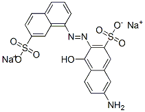 7-amino-4-hydroxy-3-[(7-sulpho-1-naphthyl)azo]naphthalene-2-sulphonic acid, sodium salt Struktur