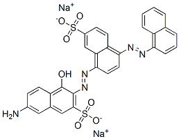 7-amino-4-hydroxy-3-[[4-(1-naphthylazo)-7-sulpho-1-naphthyl]azo]naphthalene-2-sulphonic acid, sodium salt Struktur