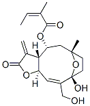 (Z)-2-Methyl-2-butenoic acid [(3aR,4R,6S,9R,10Z,11aR)-2,3,3a,4,5,6,7,8,9,11a-decahydro-9-hydroxy-10-hydroxymethyl-6-methyl-3-methylene-2-oxo-6,9-epoxycyclodeca[b]furan-4-yl] ester Struktur