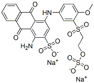 disodium 1-amino-9,10-dihydro-4-[[4-methoxy-3-[[2-(sulphonatooxy)ethyl]sulphonyl]phenyl]amino]-9,10-dioxoanthracene-2-sulphonate Struktur