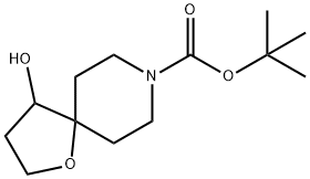 1-Oxa-8-azaspiro[4.5]decane-8-carboxylic acid, 4-hydroxy-, 1,1-diMethylethyl ester Struktur