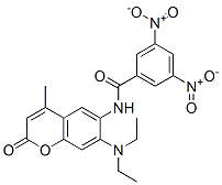 N-(7-diethylamino-4-methyl-2-oxo-chromen-6-yl)-3,5-dinitro-benzamide Struktur