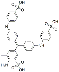 2-amino-3-methyl-5-[[4-[(4-sulfophenyl)amino]phenyl]-[4-(4-sulfophenyl )imino-1-cyclohexa-2,5-dienylidene]methyl]benzenesulfonic acid Struktur