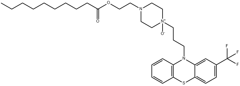 2-[4-oxido-4-[3-[2-(trifluoromethyl)phenothiazin-10-yl]propyl]-2,3,5,6 -tetrahydropyrazin-1-yl]ethyl decanoate Struktur