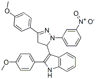 2-(4-methoxyphenyl)-3-[5-(4-methoxyphenyl)-2-(3-nitrophenyl)-3,4-dihyd ropyrazol-3-yl]-1H-indole Struktur