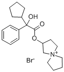 2-(2-Cyclopentyl-2-hydroxy-2-phenylacetoxy)-5-azoniaspiro(4.4)nonane b romide Struktur