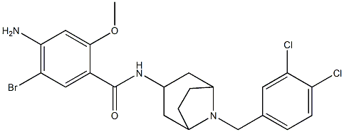 Benzamide, 4-amino-5-bromo-N-(8-((3,4-dichlorophenyl)methyl)-8-azabicy clo(3.2.1)oct-3-yl)-2-methoxy-, exo- Struktur