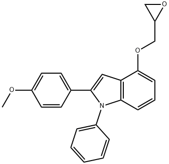 2-(p-Methoxyphenyl)-4-(oxiranylmethoxy)-1-phenyl-1H-indole Struktur