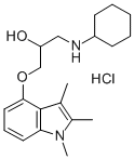 2-Propanol, 1-(cyclohexylamino)-3-((1,2,3-trimethyl-1H-indol-4-yl)oxy) -, monohydrochloride Struktur