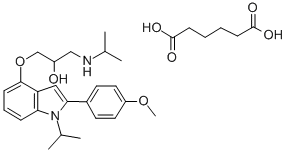 2-Propanol, 1-((2-(4-methoxyphenyl)-1-isopropyl-1H-indol-4-yl)oxy)-3-i sopropylamino-, hexanedioate (1:1) (salt) Struktur