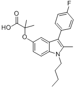 2-((1-Butyl-3-(4-fluorophenyl)-2-methyl-1H-indol-5-yl)oxy)-2-methylpro panoic acid Struktur