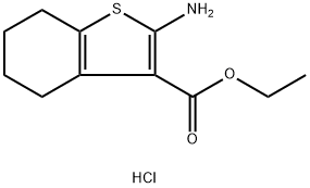 Benzo[b]thiophene-3-carboxylic acid, 2-aMino-4,5,6,7-tetrahydro-, ethyl ester, hydrochloride Struktur