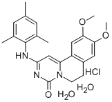 4H-Pyrimido(6,1-a)isoquinolin-4-one, 6,7-dihydro-9,10-dimethoxy-2-((2, 4,6-trimethylphenyl)amino)-, hydrochloride, hydrate (1:1:2) Struktur