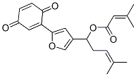 (-)-3-Methyl-2-butenoic acid 1-[2-(3,6-dioxo-1,4-cyclohexadien-1-yl)-4-furanyl]-4-methyl-3-pentenyl ester Struktur