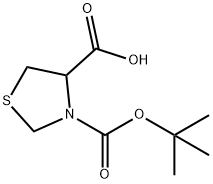 3-(tert-butoxycarbonyl)-1,3-thiazolidine-4-carboxylic acid Struktur