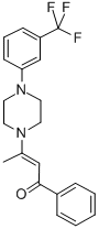 1-Phenyl-3-(4-(3-(trifluoromethyl)phenyl)-1-piperazinyl)-2-buten-1-one Struktur