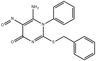 6-Amino-5-nitroso-1-phenyl-2-[(phenylmethyl)thio]pyrimidin-4(1H)-one Struktur