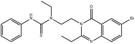 1-[2-(6-bromo-2-ethyl-4-oxo-quinazolin-3-yl)ethyl]-1-ethyl-3-phenyl-th iourea Struktur