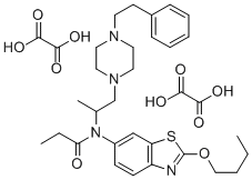 Propanamide, N-(2-butoxy-6-benzothiazolyl)-N-(1-methyl-2-(4-(2-phenyle thyl)-1-piperazinyl)ethyl)-, ethanedioate (1:2) Struktur