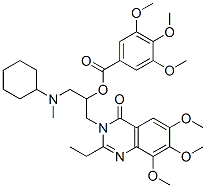 Benzoic  acid,  3,4,5-trimethoxy-,  2-(cyclohexylmethylamino)-1-[(2-ethyl-6,7,8-trimethoxy-4-oxo-3(4H)-quinazolinyl)methyl]ethyl  ester Struktur