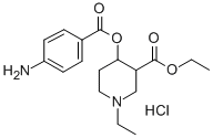 3-Carbethoxy-1-ethyl-4-piperidyl p-aminobenzoate hydrochloride Struktur