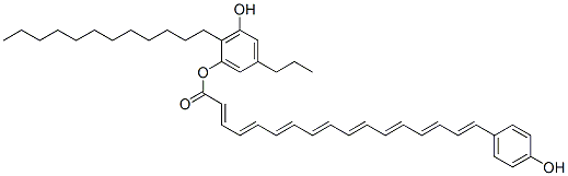 17-(4-Hydroxyphenyl)-2,4,6,8,10,12,14,16-heptadecaoctaenoic acid 2-dodecyl-3-hydroxy-5-propylphenyl ester Struktur