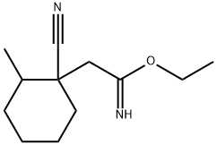 Cyclohexaneethanimidic acid, 1-cyano-2-methyl-, ethyl ester (9CI) Struktur