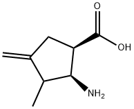 Cyclopentanecarboxylic acid, 2-amino-3-methyl-4-methylene-, (1R,2S)- (9CI) Struktur