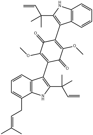 7'-(3-Methyl-2-butenyl)-2',2''-bis(1,1-dimethyl-2-propenyl)asterriquinone D Struktur