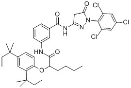 N-[5-OXO-1-(2,4,6-TRICHLOROPHENYL)-2-PYRAZOLIN-3-YL]-3-[2-(2,4-DI-T-PENTYLPHENOXY)HEXANAMIDO]BENZAMIDE Struktur