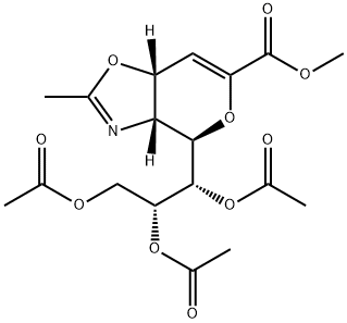 methyl (3aR,4R,7aR)-2-methyl-4-(1S,2R,3-triacetoxypropyl)-3a,7a-dihydro-4H-pyrano[3,4-d]oxazole-6-carboxylate Struktur