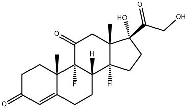 Pregn-4-ene-3,11,20-trione, 9-fluoro-17,21-dihydroxy- Struktur