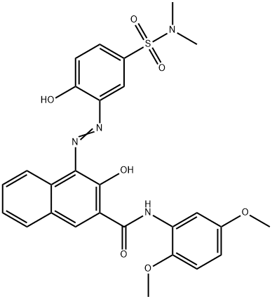 N-(2,5-dimethoxyphenyl)-4-[[5-[(dimethylamino)sulphonyl]-2-hydroxyphenyl]azo]-3-hydroxynaphthalene-2-carboxamide Struktur