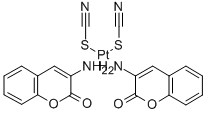 Platinum, bis(3-amino-2H-1-benzopyran-2-one-N)bis(thiocyanato-S)-, (SP -4-2)- Struktur