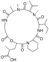 3-(16-butan-2-yl-10,11,14-trimethyl-2,5,9,12,15,18-hexaoxo-13-propan-2 -yl-4-oxa-1,8,11,14,17-pentazabicyclo[17.4.0]tricos-3-yl)-2-methyl-pro panoic acid Struktur