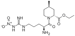 2-PIPERIDINECARBOXYLIC ACID, 1-[2-AMINO-5-[[IMINO(NITROAMINO)METHYL]AMINO]-1-OXOPENTYL]-4-METHYL-,ETHYL ESTER,[2R-[1(S*),2ALPHAR,4BETA]] Struktur