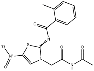 2-(2-(2-Methylbenzoylimino)-5-nitro-4-thiazolin-3-yl)diacetamide Struktur