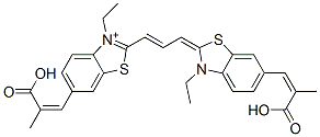 Benzothiazolium,  6-(2-carboxypropenyl)-2-[3-[6-(2-carboxypropenyl)-3-ethyl-2-benzothiazolinylidene]propenyl]-3-ethyl-  (8CI) Struktur