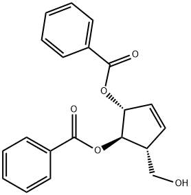 3-Cyclopentene-1,2-diol, 5-(hydroxymethyl)-, 1,2-dibenzoate, 1R-(1.alpha.,2.beta.,5.beta.)- Struktur