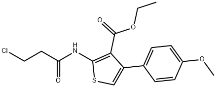 3-THIOPHENECARBOXYLIC ACID, 2-[(3-CHLORO-1-OXOPROPYL)AMINO]-4-(4-METHOXYPHENYL)-, ETHYL ESTER Struktur