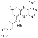 6H-Pyrimido(4,5-b)(1,4)benzothiazine, 7,8-dihydro-7,7-dimethyl-4-(dime thylamino)-9-(alpha-methylphenethylamino)-, hydrobromide Struktur