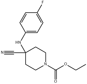 ethyl 4-cyano-4-[(4-fluorophenyl)amino]piperidine-1-carboxylate  Struktur