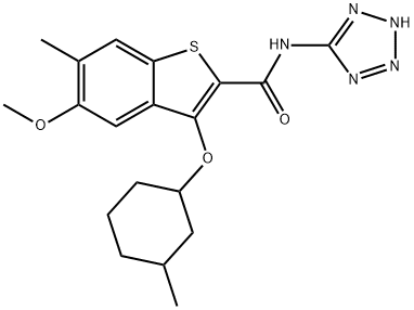 Benzo[b]thiophene-2-carboxaMide, 5-Methoxy-6-Methyl-3-[(3-Methylcyclohexyl)oxy]-N-2H-tetrazol-5-yl- Struktur