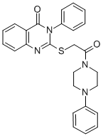 Piperazine, 1-(((3,4-dihydro-4-oxo-3-phenyl-2-quinazolinyl)thio)acetyl )-4-phenyl- Struktur