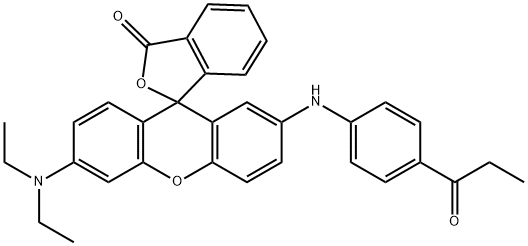 6'-(diethylamino)-2'-(4-propionylphenylamino)spiro[isobenzofuran-1(3H)-9'[9H]xanthene]-3-one Struktur